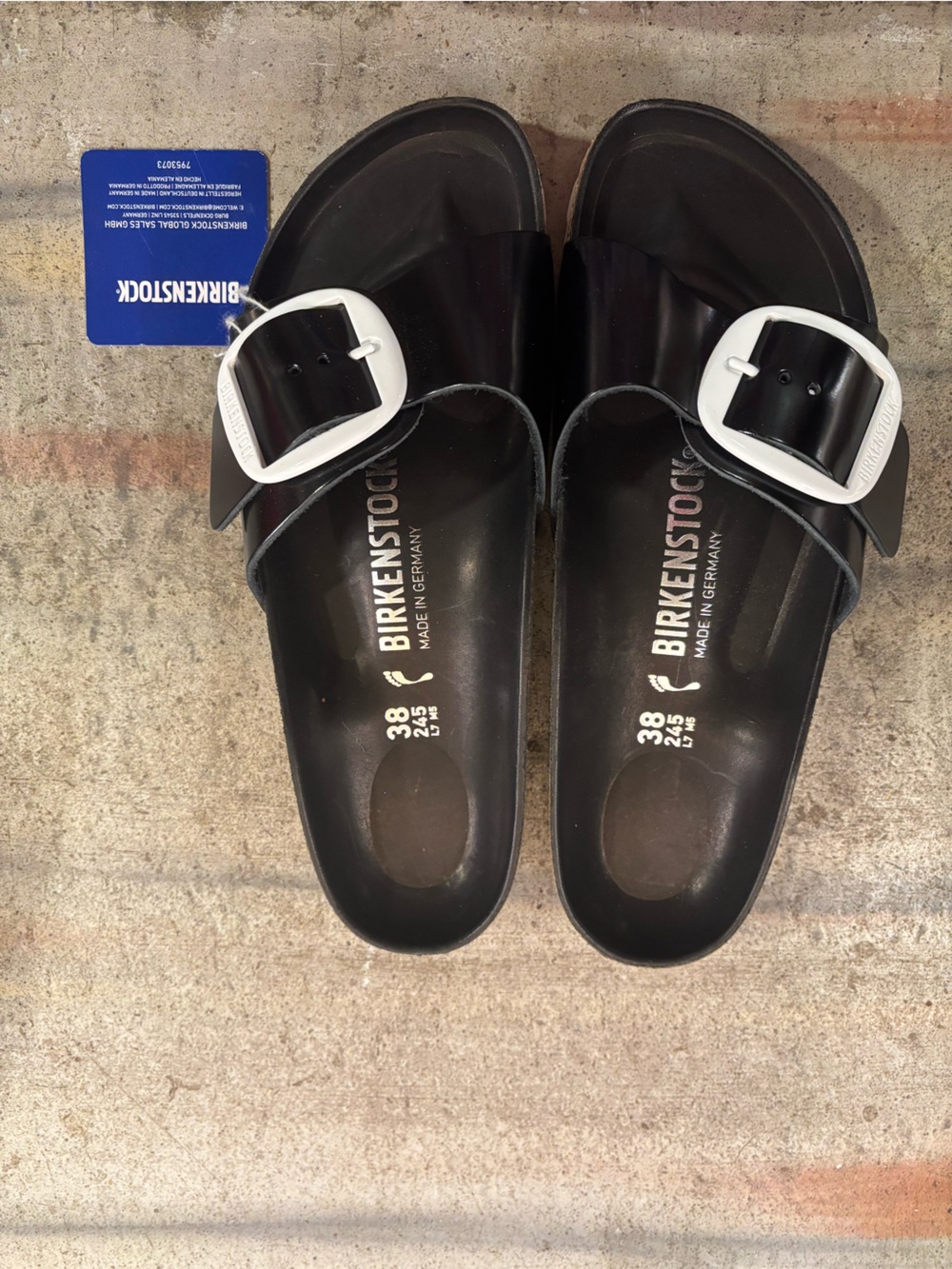 Birkenstock Black Sandals with White Big Buckles - Picture 3 of 3